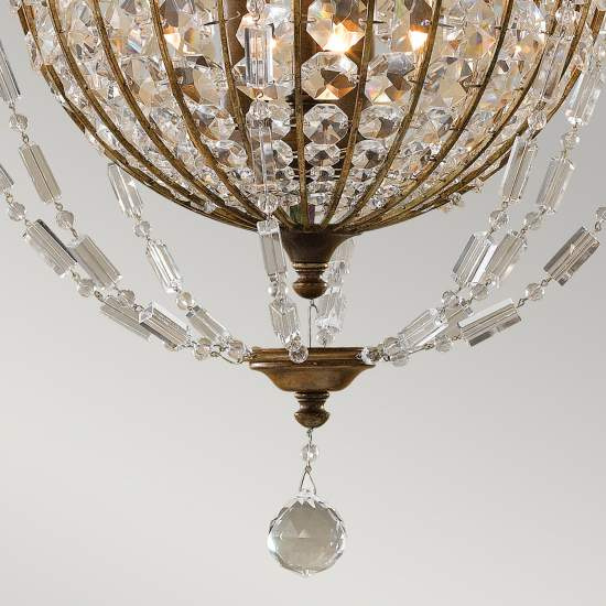 Lampadario Contemporaneo Bellini Acciaio Bronzo Ossidato Cristallo 3 Luci E14 FE-BELLINI3