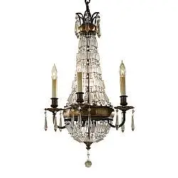 Lampadario Contemporaneo Bellini Acciaio Bronzo Ossidato Cristallo 4 Luci E14