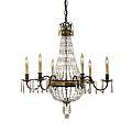 Lampadario Contemporaneo Bellini Acciaio Bronzo Ossidato Cristallo 6 Luci E14 FE-BELLINI6