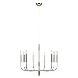 Lampadario Classico Brianna Acciaio Nichel Lucido 9 Luci E14