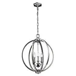 Lampadario Classico Corinne Acciaio Nichel Lucido 3 Luci E14 D43,2Cm