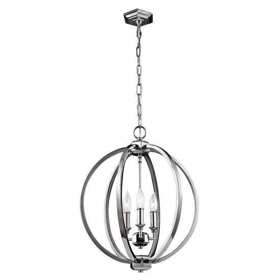 Lampadario Classico Corinne Acciaio Nichel Lucido 3 Luci E14 D43,2Cm FE-CORINNE-3P-M