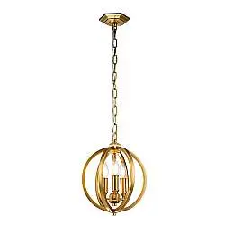 Lampadario Classico Corinne Acciaio Ottone Brunito 3 Luci E14 D28,6Cm