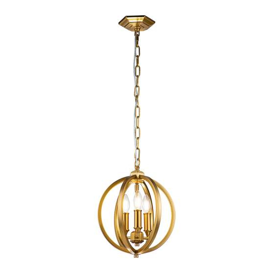 Lampadario Classico Corinne Acciaio Ottone Brunito 3 Luci E14 D28,6Cm FE-CORINNE-3P-S-BB