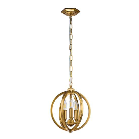Lampadario Classico Corinne Acciaio Ottone Brunito 3 Luci E14 D28,6Cm FE-CORINNE-3P-S-BB