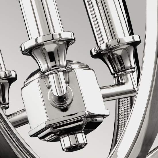Lampadario Classico Corinne Acciaio Nichel Lucido 3 Luci E14 D28,6 Cm FE-CORINNE-3P-S
