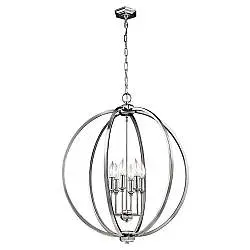 Lampadario Classico Corinne Acciaio Nichel Lucido 6 Luci E14