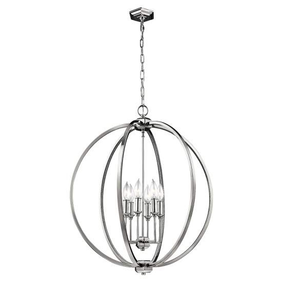 Lampadario Classico Corinne Acciaio Nichel Lucido 6 Luci E14 FE-CORINNE-6P-L