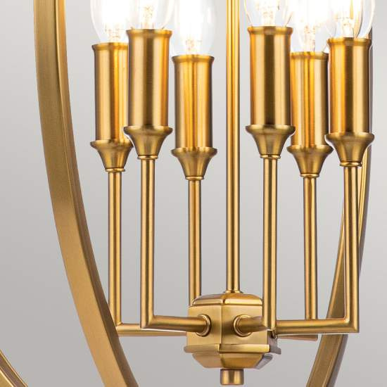 Lampadario Classico Corinne Acciaio Ottone Brunito 6 Luci E14 FE-CORINNE-6P-L-BB