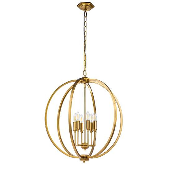 Lampadario Classico Corinne Acciaio Ottone Brunito 6 Luci E14 FE-CORINNE-6P-L-BB
