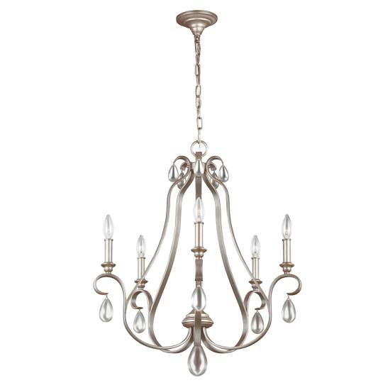 Lampadario Classico Dewitt Acciaio Argento Sunrise 5 Luci E14 FE-DEWITT5