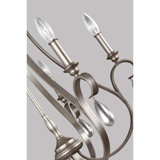 Lampadario Classico Dewitt Acciaio Argento Sunrise 5 Luci E14 FE-DEWITT5