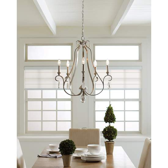 Lampadario Classico Dewitt Acciaio Argento Sunrise 5 Luci E14 FE-DEWITT5