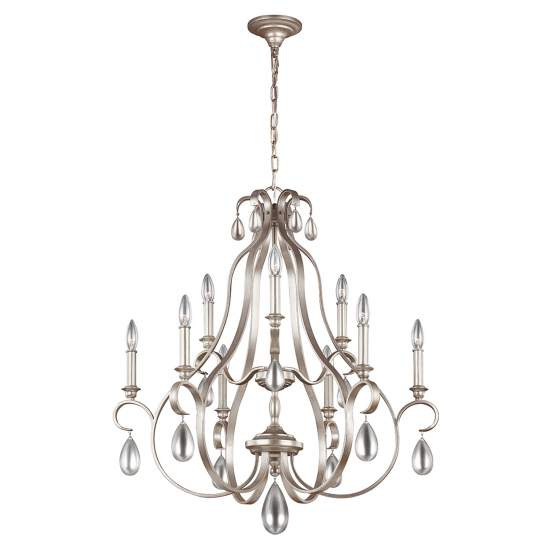 Lampadario Classico Dewitt Acciaio Argento Sunrise 9 Luci E14 FE-DEWITT9