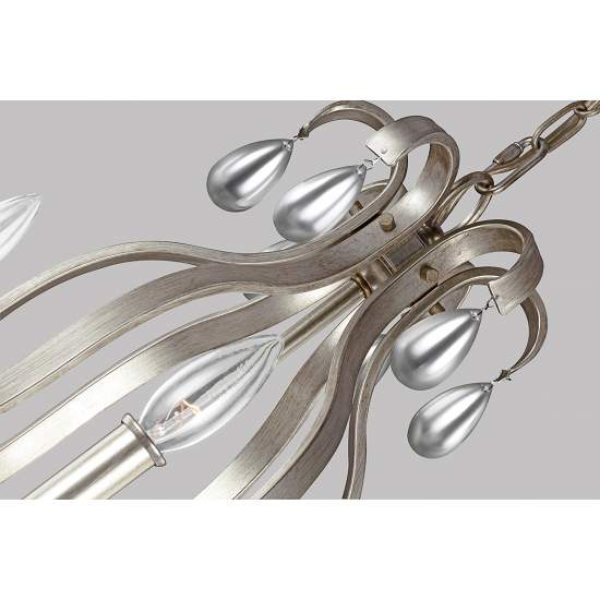 Lampadario Classico Dewitt Acciaio Argento Sunrise 9 Luci E14 FE-DEWITT9
