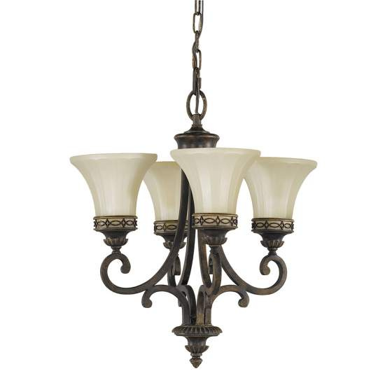 Lampadario Contemporaneo Drawing Room Acciaio Noce Vetro 4 Luci E27 FE-DRAWING-ROOM4