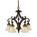 Lampadario Contemporaneo Drawing Room Acciaio Noce Vetro 5 Luci E27 FE-DRAWING-ROOM5