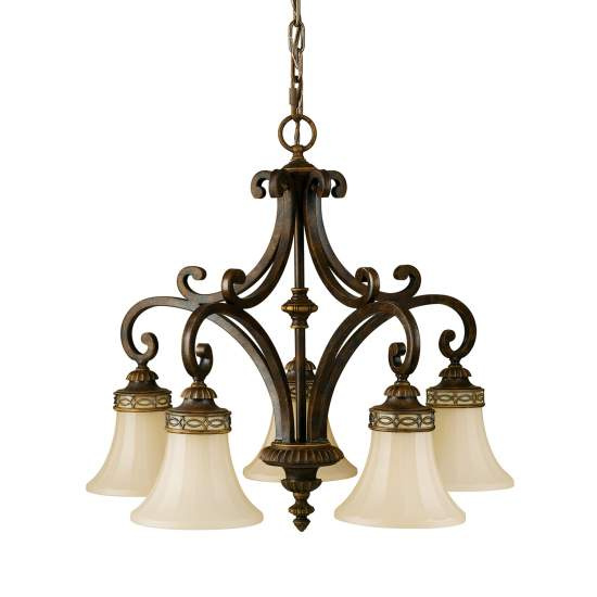 Lampadario Contemporaneo Drawing Room Acciaio Noce Vetro 5 Luci E27 FE-DRAWING-ROOM5