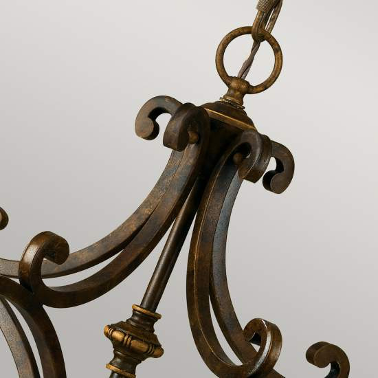 Lampadario Contemporaneo Drawing Room Acciaio Noce Vetro 5 Luci E27 FE-DRAWING-ROOM5