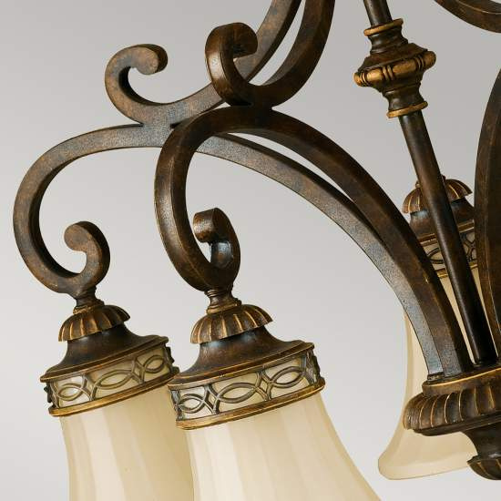 Lampadario Contemporaneo Drawing Room Acciaio Noce Vetro 5 Luci E27 FE-DRAWING-ROOM5