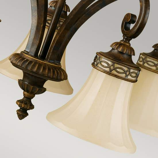 Lampadario Contemporaneo Drawing Room Acciaio Noce Vetro 5 Luci E27 FE-DRAWING-ROOM5