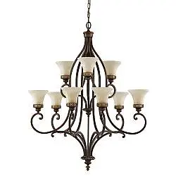 Lampadario Contemporaneo Drawing Room Acciaio Noce Vetro 9 Luci E27