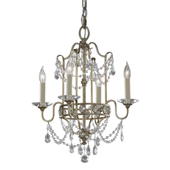 Lampadario Classico Gianna Cristallo Argento Dorato Vetro Oro 4 Luci E14 FE-GIANNA4