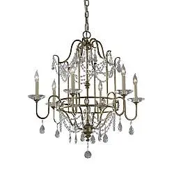 Lampadario Classico Gianna Cristallo Argento Dorato Vetro Oro 6 Luci E14