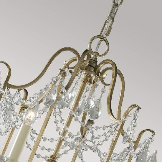 Lampadario Classico Gianna Cristallo Argento Dorato Vetro Oro 6 Luci E14 FE-GIANNA6