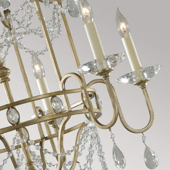 Lampadario Classico Gianna Cristallo Argento Dorato Vetro Oro 6 Luci E14 FE-GIANNA6