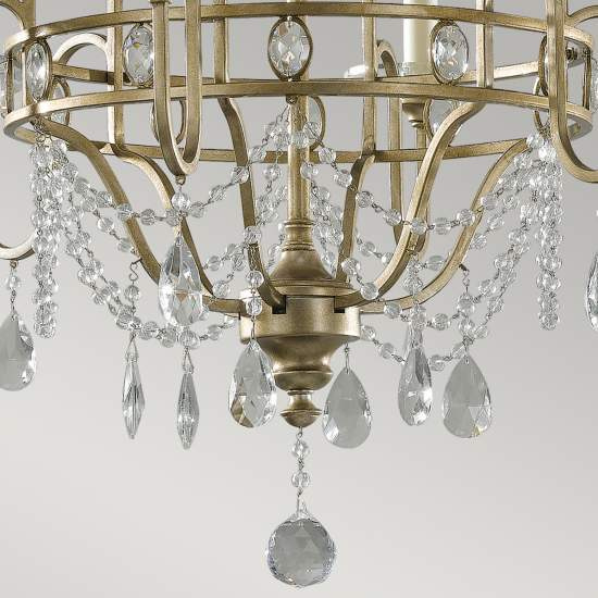 Lampadario Classico Gianna Cristallo Argento Dorato Vetro Oro 6 Luci E14 FE-GIANNA6