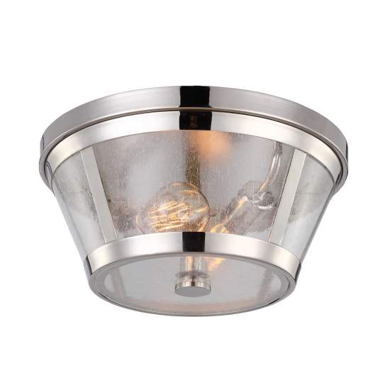 Plafoniera Contemporanea Harrow Alluminio Nichel Lucido Vetro 2 Luci E27 FE-HARROW-F