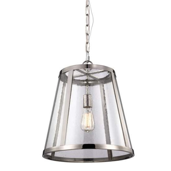 Sospensione Contemporanea Harrow Alluminio Nichel Lucido Vetro E27 D40,6Cm FE-HARROW-P-M