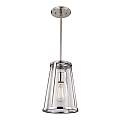 Sospensione Contemporanea Harrow Alluminio Nichel Lucido Vetro 1 Luce E27 D20Cm FE-HARROW-P-S