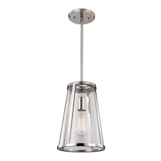 Sospensione Contemporanea Harrow Alluminio Nichel Lucido Vetro 1 Luce E27 D20Cm FE-HARROW-P-S