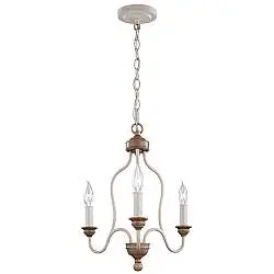 Lampadario Classico Hartsville Acciaio Gesso Legno Marrone 3 Luci E14