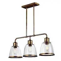 Lampadario Contemporaneo Hobson Acciaio Ottone Antico 3 Luci E27