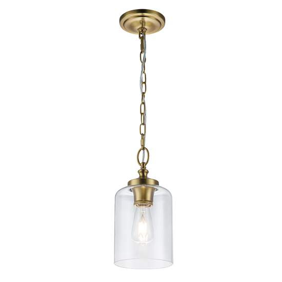 Sospensione Contemporanea Hounslow Acciaio Ottone Brunito Vetro 1 Luce E27 FE-HOUNSLOW-P-BB