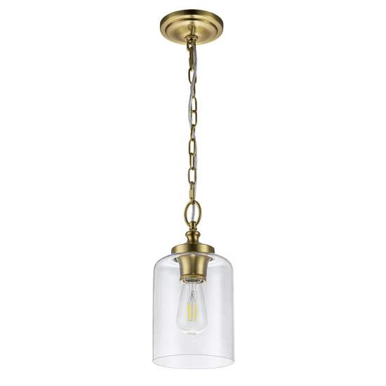 Sospensione Contemporanea Hounslow Acciaio Ottone Brunito Vetro 1 Luce E27 FE-HOUNSLOW-P-BB
