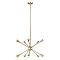 Lampadario Industrial Jax Acciaio Ottone Brunito 10 Luci G9 3 Ledw 3000K 3200Lm FE-JAX10-BB