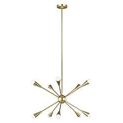 Lampadario Industrial Jax Acciaio Ottone Brunito 10 Luci G9 3 Ledw 3000K 3200Lm