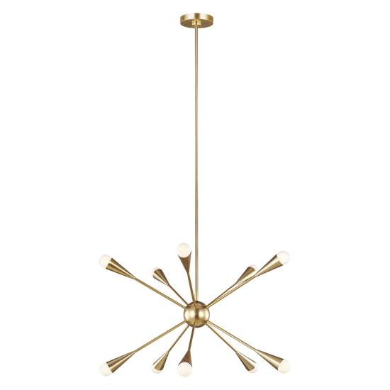 Lampadario Industrial Jax Acciaio Ottone Brunito 10 Luci G9 3 Ledw 3000K 3200Lm FE-JAX10-BB