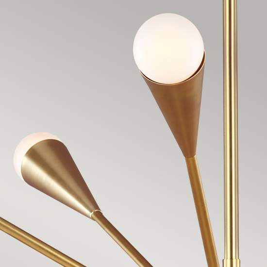 Lampadario Industrial Jax Acciaio Ottone Brunito 10 Luci G9 3 Ledw 3000K 3200Lm FE-JAX10-BB