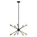 Lampadario Industrial Jax Acciaio Nero Mezzanotte 10 Luci G9 3 Ledw 3000K 3200Lm FE-JAX10-MB