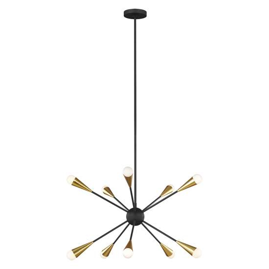 Lampadario Industrial Jax Acciaio Nero Mezzanotte 10 Luci G9 3 Ledw 3000K 3200Lm FE-JAX10-MB