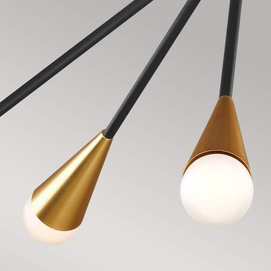 Lampadario Industrial Jax Acciaio Nero Mezzanotte 10 Luci G9 3 Ledw 3000K 3200Lm FE-JAX10-MB
