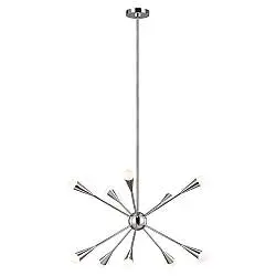 Lampadario Industrial Jax Acciaio Nichel Lucido 10 Luci G9 3 Ledw 3000K 3200Lm