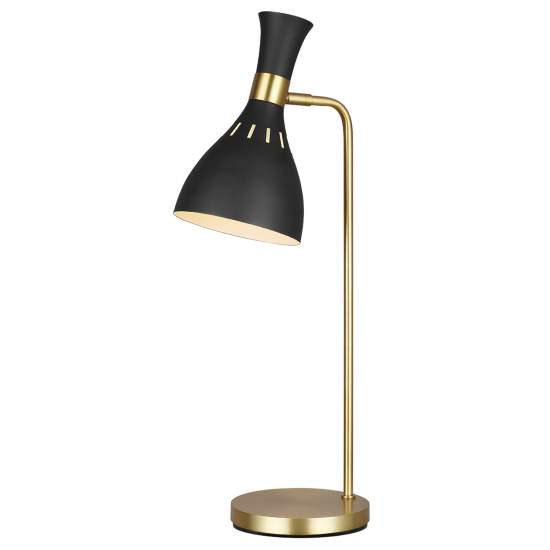 Lampada Da Scrivania Contemporanea Joan Acciaio Nero Ottone Brunito 1 Luce E27 FE-JOAN-TL-MB