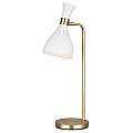Lampada Da Scrivania Contemporanea Joan Acciaio Bianco Ottone Brunito 1 Luce E27 FE-JOAN-TL-MW