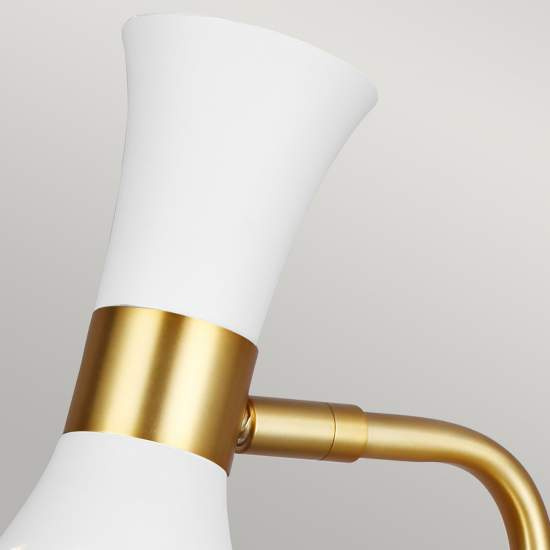 Lampada Da Scrivania Contemporanea Joan Acciaio Bianco Ottone Brunito 1 Luce E27 FE-JOAN-TL-MW